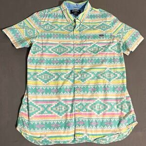 Chubbies En Fuego Wild Friday Stretch Button Down Shirt Men’s Large L Aztec